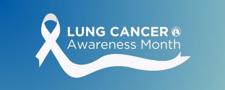 Lung Cancer Awareness Month with white ribbon